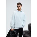 GRIMELANGE Draco Erkek Organik Kumaşlı İçi Polarlı Yumuşacık Kanguru Cepli Kapüşonlu Gri Sweatshirt