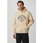 Grimelange Edgar Erkek Yumuşacık Kapüşonlu Oversize Bej Sweatshirt, M
