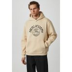 Grimelange Edgar Erkek Yumuşacık Kapüşonlu Oversize Bej Sweatshirt - XL
