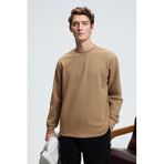 GRIMELANGE EDMUND Erkek Kolu Baskılı Eteği Lastik ve Stoperli Bisiklet Yaka Vizon Sweatshirt