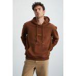 GRIMELANGE EPIC Erkek Yumusaçık Kumaşlı Nakış Detaylı Kapüşonlu Kordonlu Regular Acı Kahve Sweatshirt