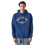 GRIMELANGE Erkek Lacivert Organik Kumaşlı, İçi Polarlı, Kanguru Cepli, Kapüşonlu Sweatshirt, L