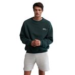 Grimelange Ernest Erkek Organik Pamuklu Yumuşacık Baskı Detaylı Bisiklet Yaka İçi Polarlı Sweatshirt, Koyu Yeşil, S