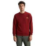 Grimelange Ernest Erkek Yumuşacık İçi Polarlı Baskı Detaylı Organik Pamuk Oversize Sweatshirt, Bordo, M