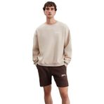 Grimelange Ernest Erkek Yumuşacık Içi Polarlı Baskı Detaylı Organik Pamuk Oversize Vizon Sweatshirt