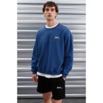 Grimelange Ernest Erkek Yumuşacık Kumaşlı Oversize Fit Yuvarlak Yakalı Baskılı Sweatshirt, Mavi, XL
