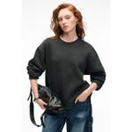 GRIMELANGE ESME Kadın Oversize Yuvarlak Yakalı Kol Ucu Ve Etek Ucu Manşetli Antrasit Sweatshirt