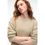 GRIMELANGE ESME Kadın Oversize Yuvarlak Yakalı Kol Ucu Ve Etek Ucu Manşetli Taş Rengi Sweatshirt