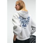 GRIMELANGE EVANTIA Kadın Baskılı Oversize Kapüşonlu Nakış Detaylı Kanguru Cep Grimelanj Sweatshirt