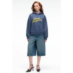 GRIMELANGE EVANTIA Kadın Baskılı Oversize Kapüşonlu Nakış Detaylı Kanguru Cep Lacivert Sweatshirt