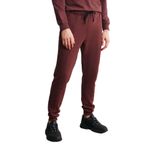 Grimelange Fabian Erkek Organik Pamuklu Önü Nervürlü İçi Polarlı Cepli Jogger Eşofman Altı, Bordo, M
