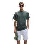 Grimelange Feon Erkek Oversize Geniş Kesim%100 Organik Pamuk Kalın Dokulu Yuvarlak Yaka Koyu Yeşil T-Shirt, M
