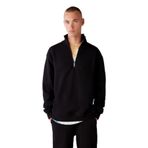 Grimelange Frame Erkek Yarım Fermuarlı Dik Yakalı Yumuşacık Kumaşlı Polarlı Regular Sweatshirt, Siyah, M