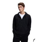GRIMELANGE GAGE Erkek Kapüşonlu Metal Kuş Gözü Detaylı Fermuarlı Kordonlu Cepli Sweatshirt Siyah