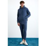 Grimelange Hakone Erkek Basic Yumuşacık Regular Fit Lastikli Paça Organik Pamuklu İndigo Eşofman Altı, M