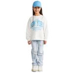 GRIMELANGE HERMIA Kız Çocuk Örme Bisiklet Yaka Uzun Kollu Sweatshirt Ekru