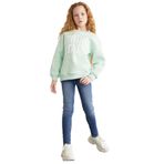 GRIMELANGE HERMIA Kız Çocuk Örme Bisiklet Yaka Uzun Kollu Sweatshirt Mint Yeşil