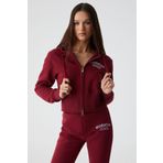 Grimelange Iressine Kadın Kapüşonlu Fermuarlı Uzun Kollu Regular Sweatshirt, Bordo, L