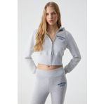 Grimelange Iressine Kadın Kapüşonlu Fermuarlı Uzun Kollu Regular Sweatshirt, Grimelanj, L