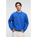 GRIMELANGE IRVING Erkek Yuvarlak Yaka Göğsü Ve Önü Regular Fit Mavi Sweatshirt