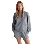 Grimelange Jennifer Kadın Organik Pamuklu Nakışlı Yuvarlak Yakalı Oversize Gri Sweatshirt, M