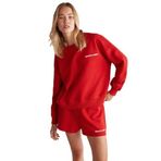 Grimelange Jennifer Kadın Organik Pamuklu Nakışlı Yuvarlak Yakalı Oversize Kırmızı Sweatshirt, XL