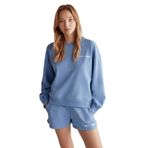 Grimelange Jennifer Kadın Organik Pamuklu Nakışlı Yuvarlak Yakalı Oversize Mavi Sweatshirt, M