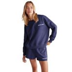 Grimelange Jennifer Kadın Yumuşacık Nakış Detaylı Organik Pamuk Oversize Lacivert Sweatshirt, L