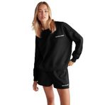 Grimelange Jennifer Kadın Yumuşacık Nakış Detaylı Organik Pamuk Oversize Siyah Sweatshirt, M