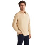 Grimelange John Erkek Polo Sweat Gömlek Yakalı Arkası Uzun Yırtmaçlı Diagonel Kumaşlı Sweatshirt, Bej, XL