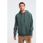 GRIMELANGE Jorge Erkek Yumuşacık Kapüşonlu Organik Pamuk Kanguru Cepli Regular Yeşil Sweatshirt