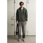 Grimelange Justus Erkek Kapüşonlu Kanguru Cepli Fermuar Yakalı Haki Sweatshirt - 2XL
