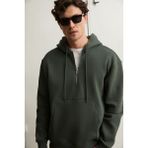 GRIMELANGE JUSTUS Erkek Kapüşonlu Kanguru Cepli Fermuar Yakalı Yeşil Sweatshirt