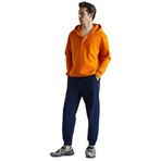 Grimelange Karlo Erkek Pamuklu Kapüşonlu Yakası Düğmeli Turuncu Sweatshirt, M