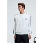GRIMELANGE LEIF Erkek Kolları Biyeli Önü Baskılı Yuvarlak Yaka Oversize Ekru Sweatshirt