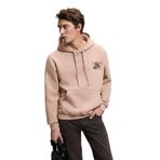 Grimelange LELAND Erkek Kapüşonlu Kanguru Cepli Göğsü Nakışlı Regular Fit Vizon Sweatshirt