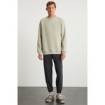 GRIMELANGE LUDİM Erkek Oversize Fit 3 İplik Şardonlu Yuvarlak Yakalı Bej Sweatshirt