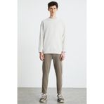 GRIMELANGE LUDİM Erkek Oversize Fit 3 İplik Şardonlu Yuvarlak Yakalı Gri Sweatshirt