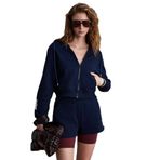 Grimelange Lyka Kadın Organik Pamuk 3 İplik İçi Şardonlu Süs Etiketi Detaylı Regular Lacivert Sweatshirt, XL