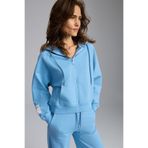 Grimelange Lyka Kadın Organik Pamuk 3 İplik İçi Şardonlu Süs Etiketi Detaylı Regular Mavi Sweatshirt, M