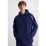 Grimelange Malagos Erkek Içi Polarlı Yumuşacık 3 Iplik Içi Şardonlu Regular Kapüşonlu Lacivert Sweatshirt