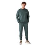 Grimelange Marshall Erkek Pamuklu İçi Polarlı Nakışlı Relaxed Eşofman Takımı, Koyu Yeşil, 2XL