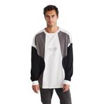 Grimelange Melvin Erkek Bisiklet Yaka Baskı Detaylı Uzun Kol Beyaz Sweatshirt, M