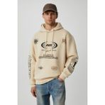 Grimelange Miles Erkek Kapüşonlu Yumuşacık Oversize Bej Sweatshirt, 2XL