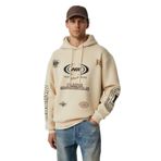 Grimelange Miles Erkek Kapüşonlu Yumuşacık Oversize Bej Sweatshirt, L