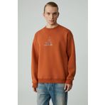 Grimelange Minty Erkek Yuvarlak Yaka 3 İplik Turuncu Sweatshirt, XL