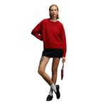 Grimelange NANNA Kadın Oversize Fit Yumuşacık Kaşmir Tuşesinde Bisiklet yaka Kalın Triko Kırmızı Kazak - L - XL