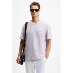 Grımelange Noır Erkek%100 Organik Pamuk Bisiklet Yaka Kısa Kol Regular Lila T-shirt Lila