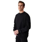 Grimelange Ollie Erkek Bisiklet Yaka Regular Uzun Kollu Nakış Detaylı Siyah Sweatshirt, M