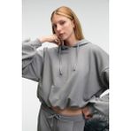 GRIMELANGE OLVERA Kadın Kapüşonlu Etek Ucu Balon Oversize Gri Sweatshirt